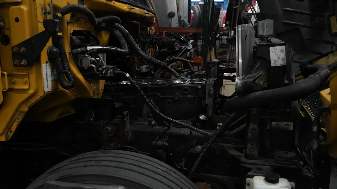 Diesel engine in the bay during an in-frame repair
